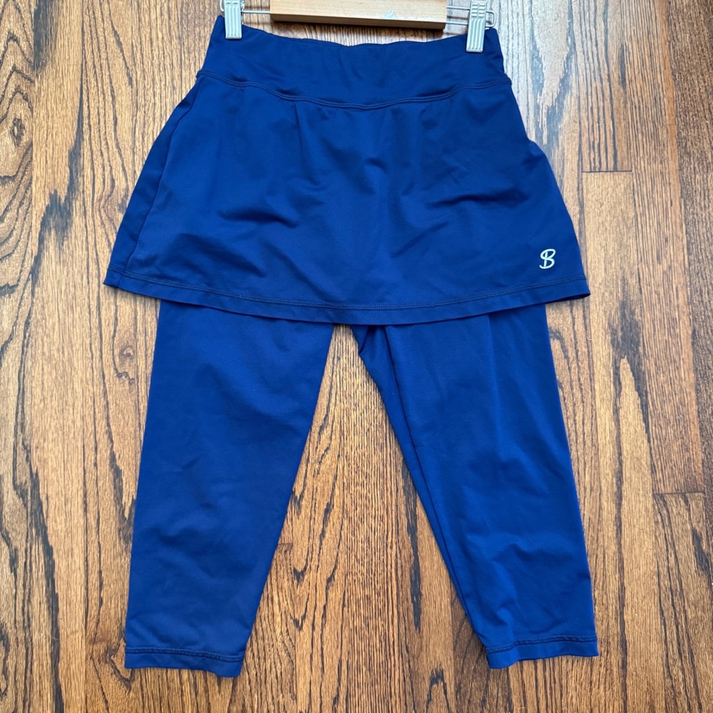 Sofibella Womens Navy Skirted Capri Leggings Tennis Size XS Pockets Pickleball‎